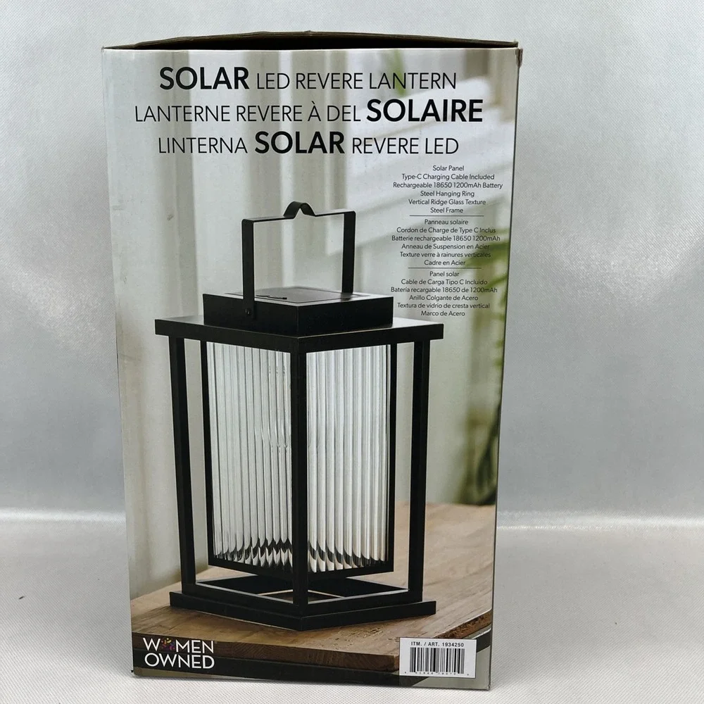 NEW Evergreen Solar LED Revere Lantern USB-C Rechargeable Outdoor Hanging Light